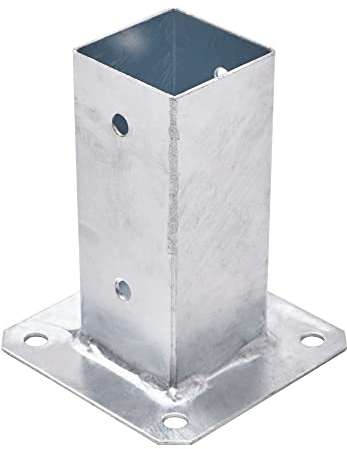TRIBECCO® Douille à visser pour poteaux en bois carré galvanisé à chaud (60 x 60 mm) - Poteau de sol - Support de clôture - Plaque de sol - Support d'ancrage