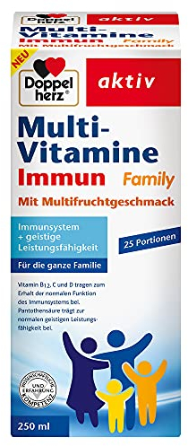 Doppelherz Multi-Vitamine Immun Family – 11 Vitamine + Magnesium sofort trinkfertig mit Multifruchtgeschmack – 250ml
