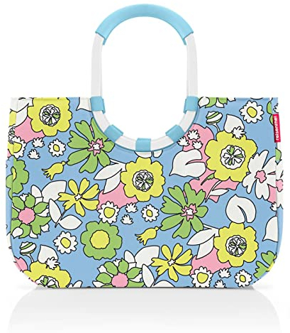 reisenthel loopshopper L Stabile Tasche mit praktischen Fächern aus recycelten PET-Flaschen Charmantes und wasserabweisendes Design, Farbe:florist lagoon