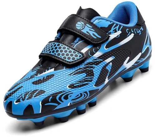 Unitysow Fußballschuhe Jungen Professionelle Fussballschuhe Kinder Athletics Trainingsschuhe Sportschuhe Mädchen Outdoor Spikes Football Schuhe,Blau,Gr.28