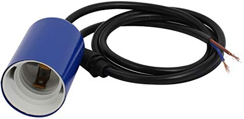 Ruilogod E27 Bombilla Bolbar Base Colgante Lámpara Soporte de luz Zócalo Azul W Alivio de tensión
