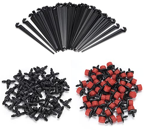 Goteros para Riego Jardinería Micro Aspersores de Riego Rociadores de Riego Ajustables Kit de Sistema de Riego para Macetas de Jardín Césped 150 Piezas