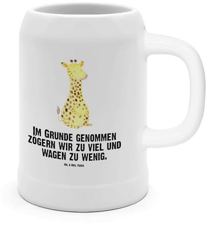 Mr. & Mrs. Panda Bierkrug Giraffe Zufrieden - Geschenk, Maßkrug, Abenteuer, Glaskrug, Tonkrug, Afrika, Glück, Bayerischer, Oktoberfest
