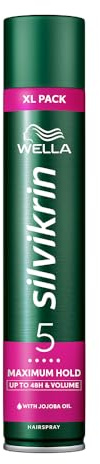 Wella Silvikrin Maximum Hold Hairspray | For Lightweight Hair | Frizz Control Complex | Lightweight Formula with Jojoba Oil | Up To 48hrs Long-lasting Strong Hold | Non-sticky | UV Protection | 500 ml