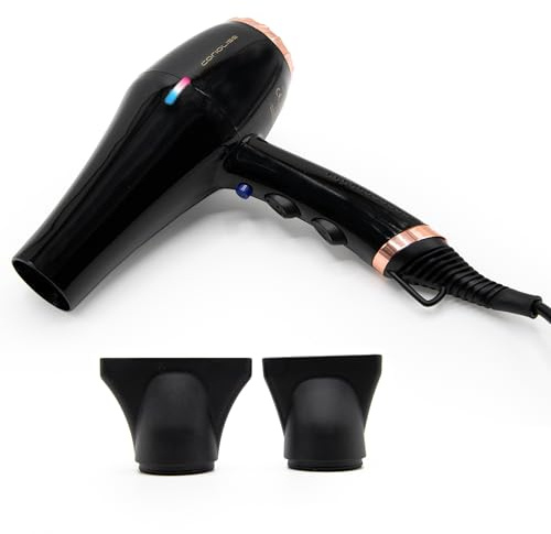 Corioliss FLOW+ Professionell jonisk hårtork Svart koppar 2000 W 3 temperaturinställningar och 2 hastigheter