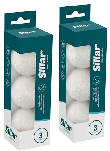 Sillar Trocknerbälle Öko aus Wolle, 6 Stück Trocknerbälle für Wäschetrockner | Wäscheball ø7 cm, Natürliche Bälle für den Trockner, 100% Schafwolle | auch Trocknerbälle Daunen, Trocknungszeit Verkürz