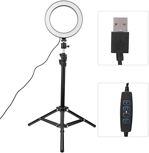 Luce Ad Anello a LED, Ringlight per Trucco da Scrivania a Specchio da 20 Cm, Supporto per Telefono Flessibile Luce Ad Anello a LED con 3 modalità di Illuminazione Dimmerabili 10 Livelli di luminosità,