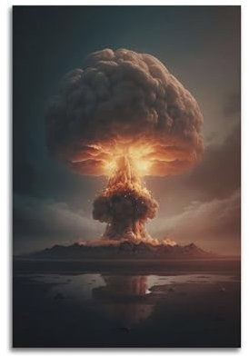 Krem Póster de bomba nuclear para pared, lienzo de regalo para amigo, dormitorio, sala de estar, decoración moderna estética, 30 x 45 cm, estilo sin marco