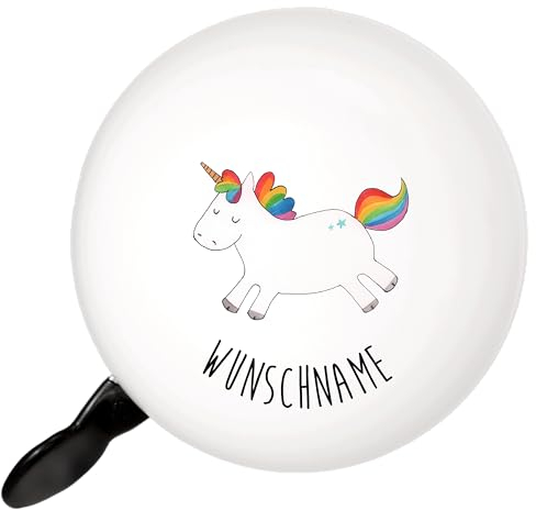 Mr. & Mrs. Panda Personalisierte Fahrradklingel Einhorn Happy - Geschenke, Unicorn, Lebensfreude, Lachen, individuelle, glücklich, Einhörner, klingel mit Namen, Personalisiert