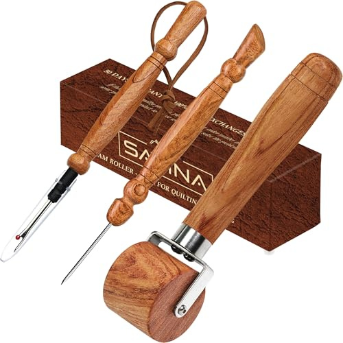 Savina Nahttrenner, Set mit 3 Stück, Nahtroller und Stiletto zum Nähen, handgefertigtes Hartholz, professionell, vielseitig einsetzbar, langlebig zum Nähen/Quilten