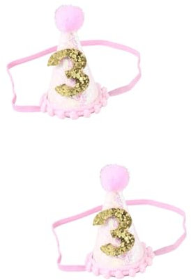 SAFIGLE 2stücke Geburtstagshut Für Glitzernde Fotorequisiten Für Geburtstag Elastisches Band Sicher Und Praktisch Kreative Partydekoration Rosa