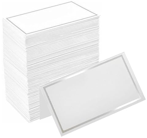 100 Pezzi Segnaposti Tavolo,Bianco con Bordo Doargento,Carta da Tavolo Bianchi Cartellini Segnaposto,Segnaposto Ornamento con Bordo in Lamina Dorata per Matrimoni,Banchetti,Eventi