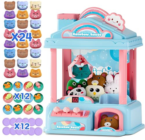ROHSCE Mini Claw Machine for Kids | Electric Vending Arcade Game with Mini Prizes, Candy Claw Machine Toys, Adjustable Sound and Music, Birthday Gifts for Girls