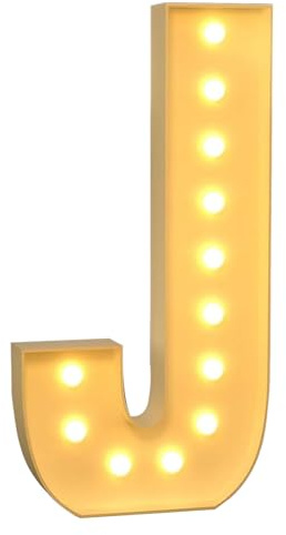 120cm-4ft Large Decorative LED Light Up Letter J, Marquee Light Up Sign, Mosaic Letters for Balloons for Birthday Wedding Party Valentine's Day