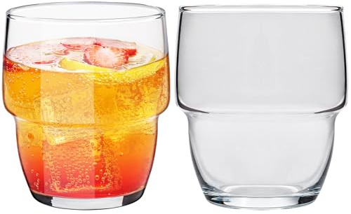 KONZEPT Gläser stapelbar 240ml, Trinkgläser Set 12 teilig, ideal als Wassergläser, Cocktailgläser und Saftgläser
