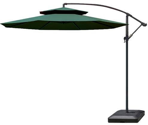 HESHEQ Ombrellone offset con base inclusa Ombrellone da esterno appeso Ombrellone da Spiaggia, Ombrellone da Giardino Con Air Vent Anti UV Impermeabile 270cm in Alluminio (Size : Green)