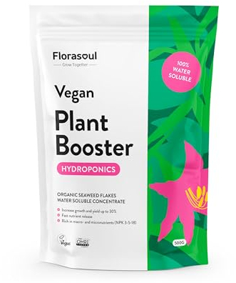 Florasoul® Hydroponic Plant Food Certfied Vegan Organic Fertiliser, 100% Water Soluble, Highly Concentrated NPK 3-5-18, Up to 30% More Growth and Yield, Directly from the Manufacturer 18 oz/350 Gal