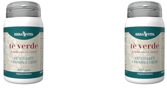ERBA VITA Integratore Alimentare di Tè Verde - 60 Capsule - Svolge azione antiossidate e contrasta i radixali liberi (Confezione da 2)