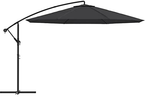 Annlera Garten-Sonnenschirm mit Kurbel Balkonschirm Marktschirm Tischschirm Strandschirm Gartenmöbel Outdoor-Schirm Wasserdicht und Sonnenschutz Freitragendes Design Schwarz 350x280 cm