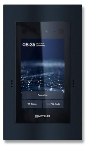 Metzler SDM10X Interphone vidéo avec caméra et reconnaissance faciale - Connexion LAN + 12 V CC - Pour 1 à 500 parties - Avec ouverture de porte (alimentation) - Vidéo HD en direct - Anthracite