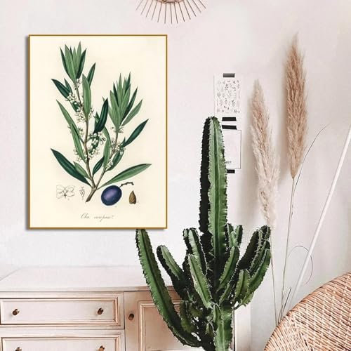 GOSRD Vintage Botanischer Farn Poster Leinwandgemälde Drucke, Moderne Blumenwandkunst Bild für Wohnzimmer Wohnkultur 15,7 x 23,6(40x60cm) Kein Rahmen