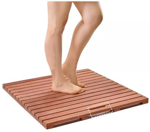 Luxuriöse, rutschfeste Holz-Badematte für Whirlpool-Badewanne, für den Innen- und Außenbereich, wasserdicht, rechteckig, Rosenholz, 70 x 90 cm (B x L)