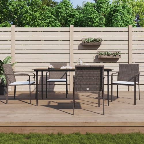 ShGaxin Gartenstühle mit Kissen 4 STK. Braun 56x59x84 cm Poly Rattan Gartensessel, Campingstuhl, Hochlehner, Balkonmöbel, Balkonstuhl, Terrassenstühle, Balkon Stuhl, 3187073