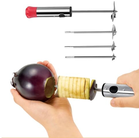 22cm Obst Gemüseentkerner, Edelstahl Gemüseentkerner Bohrer, Gemüsegraben, Rotierender Bohrer, Pfefferentkerner, Werkzeuge Mit 4 Größen, Gemüsebohrer Zum Entkernen Und Graben Von Karotten, Birnen