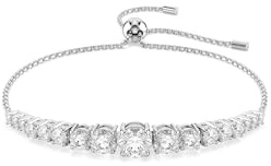 Swarovski Matrix-armband, Gradient av runda snitt, Vit, Rhodiumpläterad, M