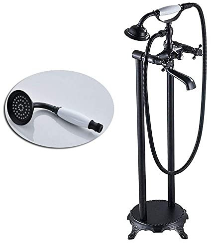 Set doccia Rubinetto per vasca Rubinetto per vasca da bagno in nichel spazzolato da appoggio Rubinetto per vasca con doppia maniglia a pavimento Rubinetto per lavabo per vasca da bagno in ottone