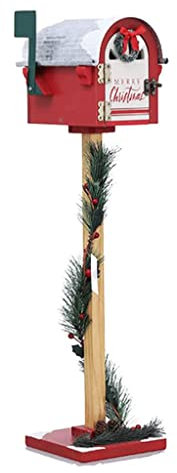 LXTIN Post-mount Mailboxes Creative Christmas Postbox Solid Wood Floor-standing Mailbox Posts For Home Garden Mailboxes Decorations (Style E)