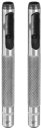 QUARKZMAN 2 piezas de Punzón de Agujero Redondo de Cuero, 6mm Perforadora de Agujero Hueco de Acero al Carbono Cortador de Agujero Circular Herramienta de Corte para Cinturón