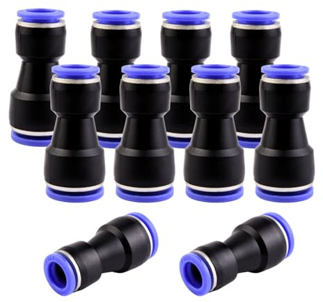 ANGEEK Set di 10 raccordi pneumatici da 16 e 12 mm di diametro per aria compressa - Raccordo rapido Push In per il collegamento ad aria e acqua