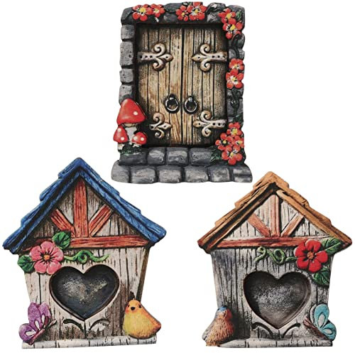 Happyyami 3stücke Teiliges Set Miniatur Garten Feen Tür Deko Für Bäume Robuste Holzmaterialien Für Outdoor Und Innenbereich Als Spielzeug Oder Fotodekoration