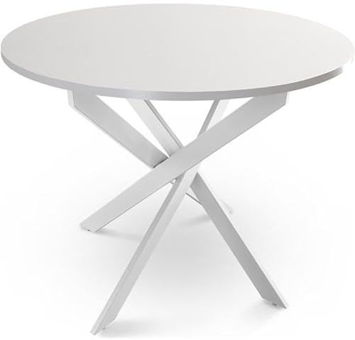 Shiito Modelo Bolton JC Mesa de Comedor Redonda, Todo Blanco, 90 x 75 cm | Madera de Roble
