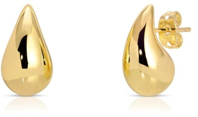 Tropfenohrringe Dupes für Frauen Dickes Gold Chunky Creolen Wassertropfen Ohrringe für Frauen Hypoallergen, 18MM, Messing, Kein Edelstein