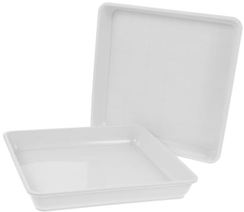 SOIMISS Plateau à Soucoupes pour Plantes Blanc 220 Carré en Plastique Résine 2 Pièces pour Pots De Fleurs Intérieur Bureau La Cuisine Jardin