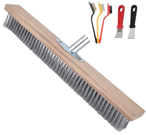 Scopa da Esterno Scopa for esterni Scope in acciaio impieghi gravosi la pulizia metallo manico legno da giardino e patio(50cm)
