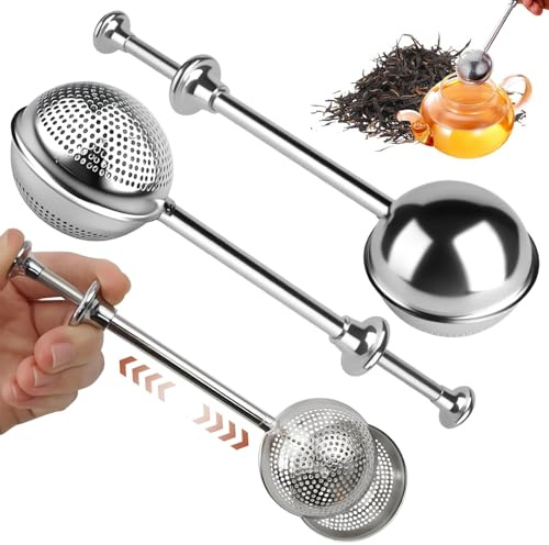 Set of 3 Tea Strainer Stainless Steel Tea Tongs Tea Infuser for Loose Tea Brewers with Telescopic Handle for Loose Teas, Coffee, Spices, Flour of Tea Strainer