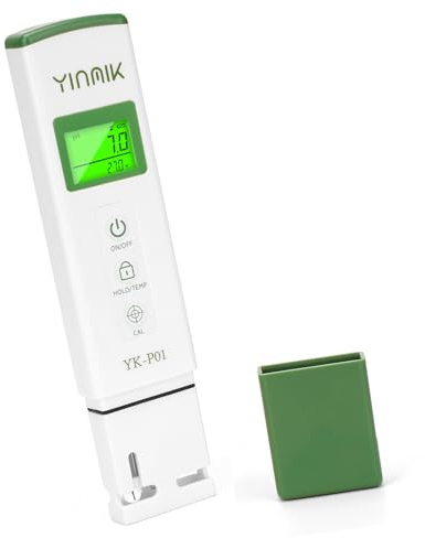 YINMIK pH Messgerät Digital pH Tester für Wasser Hydrokultur Pool pH Prüfer | pH Temperatur Messgerät mit ATC für Pool Hydroponik Whirlpool Zimmerpflanzen Trinkwasser Wein Bier Heimbrauen Aquarium