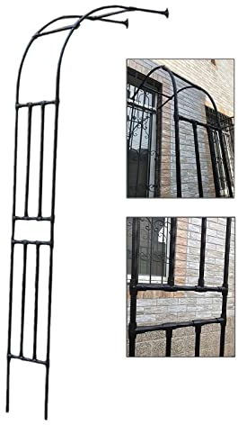 Arche de jardin en métal noir pour plantes grimpantes, demi-arche en fer 60 x 240 cm et 90 x 240 cm, support pour roses et vignes (120 x 240 cm)