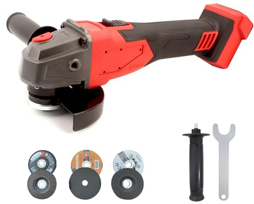 Amoladora angular con batería compatible con Milwaukee de 18 V, fresadora angular de 125 mm, herramienta de afilado sin escobillas, 800 W, 12000 rpm, amoladora angular con 6 discos para cortar, lijar