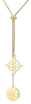 Dreamtimes Hexenknoten & Tetragrammaton-Pentagramm-Halskette Y-Kette Verstellbare lange Halsketten Mystische Symbol-Anhänger-Halskette Inspirierender Schmuck für Frauen und Männer