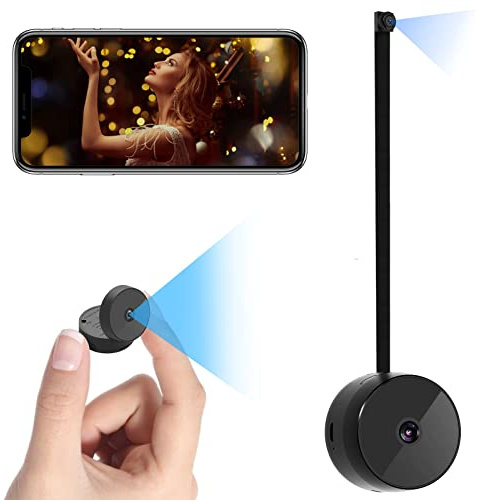 Boveila Mini telecamera WiFi 1080P Wireless 150° grandangolare telecamera di sicurezza con 2 lenti 90° cerniera rilevatore di movimento visione notturna per sorveglianza domestica interna ed esterna