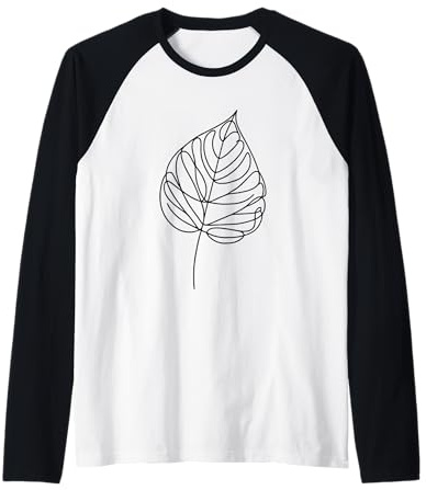 Hornbeam Leaf Line Art Tree Lover Raglan Baseball Tee