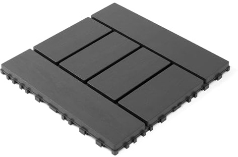 Plastic Interlocking Decking Tiles Grey Polypropylene All-Weather Backyard Pool Terrace Tiles Durable Outdoor Solution