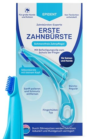 Anatomische Hundezahnbürste | Zahnpflege Hund & Katze | Weiche Silikonborsten & Fingerlinge für Plaque- & Zahnsteinentfernung | Zahnhygiene-Training | 35 Stück | Japan Premium Pet (Blau)