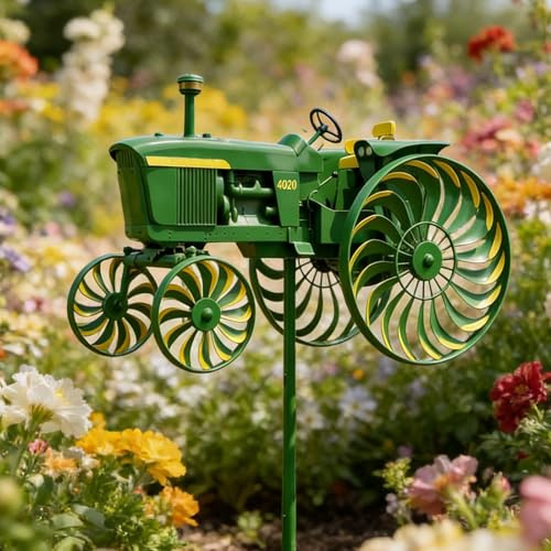 Mulini A Vento per Trattore Esterno | Mulino A Vento Trattore in Metallo | Decorazione Mulino A Vento per Trattori Da Giardino | Adatto Per Giardini, Aiuole Di Fiori,prati,Bordi Del Marciapiedi,ecc