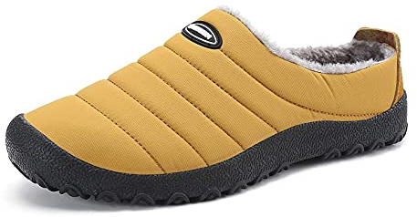 SMajong Winter Mens Slippers Warm Womens Waterproof Slip on Shoes Fur Lined Home Shoes Slippers Anti-Slip Outdoor Walking Shoes Size UK 9