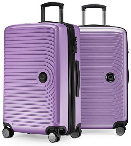 HAUPTSTADTKOFFER - Mitte - 2er Kofferset Trolley-Set + Zwei Koffergurte, Rollkoffer mit Dehnfalte 65cm, ABS, TSA, Flieder
